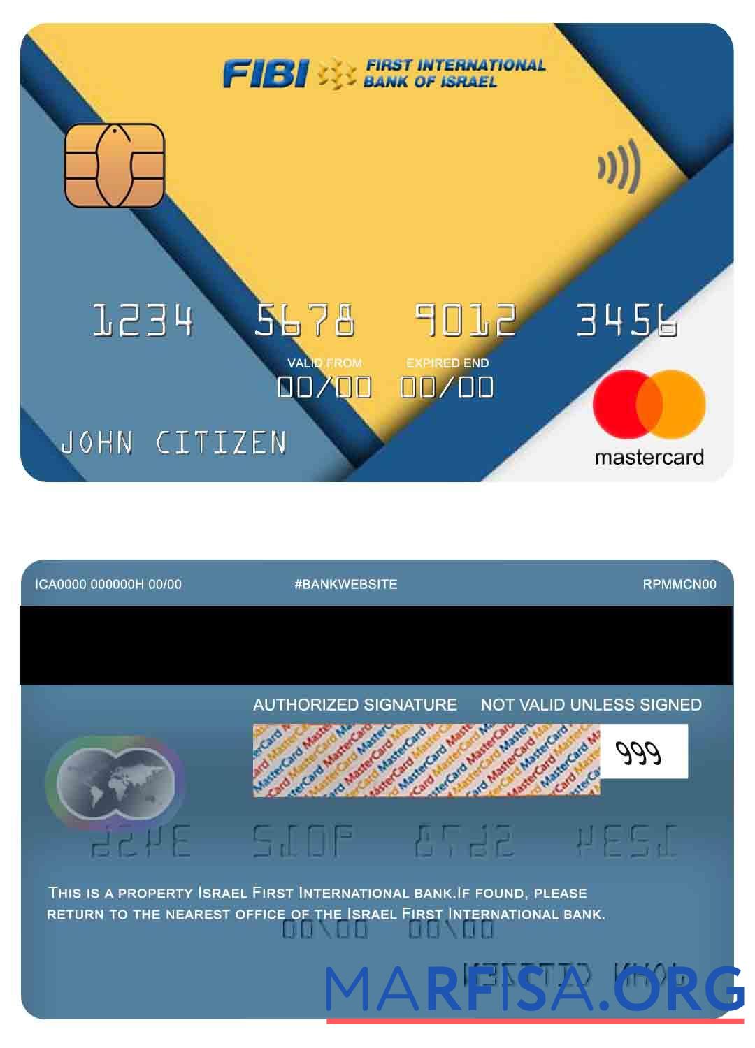 Downloadable Israel First International Bank mastercard download for verification